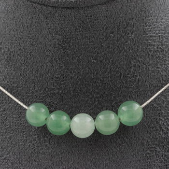 Aventurine 5 beads 8 mm necklace. Stainless steel chain