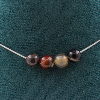 Dream Agate 4 beads 8 mm necklace. Stainless steel chain