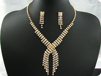 130x3mm Simulated Diamonds Necklace Earrings Set