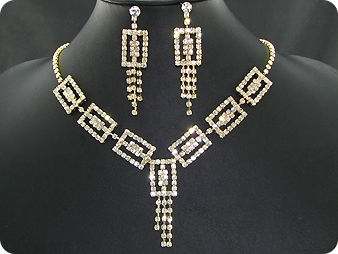120 x 3mm White Simulated Diamonds Necklace Earrings Set