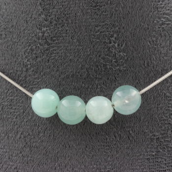 Collier 4 perles Angélite 8 mm. Chaine en acier inoxydable