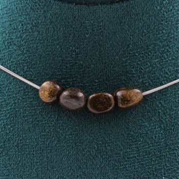 Bronzite from Brazil 4 beads necklace. Stainless steel chain