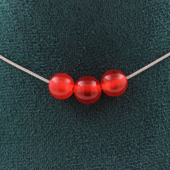 Red Chalcedony 3 beads 8 mm necklace. Stainless steel chain