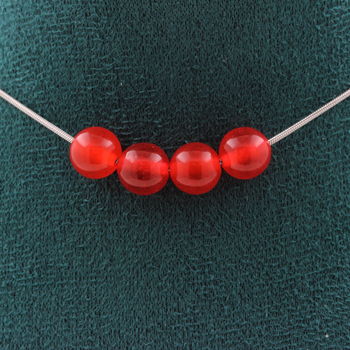Red Chalcedony 4 beads 8 mm necklace. Stainless steel chain