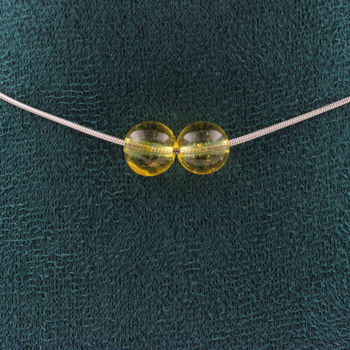 Citrine 8 mm 2 beads necklace. Stainless steel chain