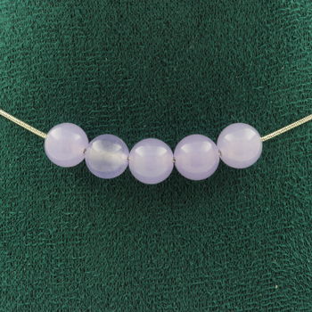 Lavender Chalcedony 5 beads 8 mm necklace. Stainless steel chain