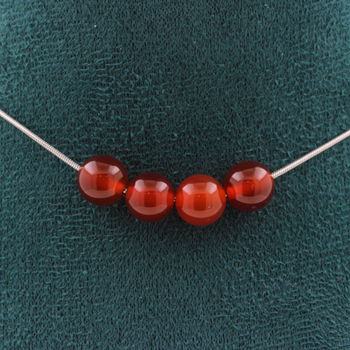 Carnelian from Uruguay quality 5A 8 mm 4 beads necklace. Stainless steel chain