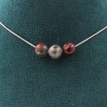Dragon Blood Jasper 8 mm 3 beads necklace. Stainless steel chain