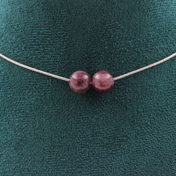 Lepidolite 8 mm 2 beads necklace. Stainless steel chain