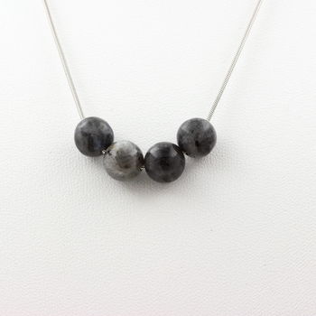 Labradorite 8mm 4 beads necklace. Stainless steel chain