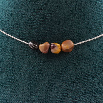Collier 4 perles Mookaite d'Australie. Chaine en acier inoxydable