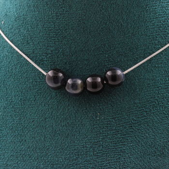 Hawk Eye 8 mm 4 beads necklace. Stainless steel chain