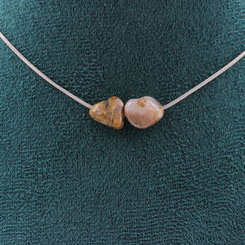 Pietersite from the USA 2 beads necklace. Stainless steel chain