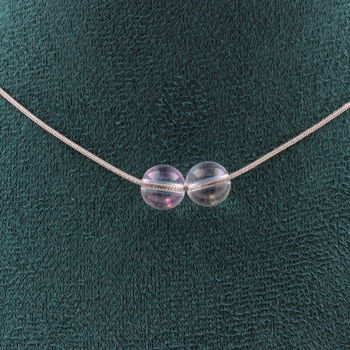 Titanium Quartz 8 mm 2 beads necklace. Stainless steel chain