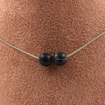 Collier 2 perles Sodalite 8 mm Chaine en acier inoxydable