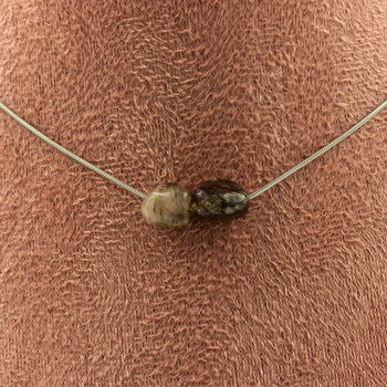 Collier 2 perles Super Seven (Melody's Stone) du Brésil Chaine en acier inoxydable