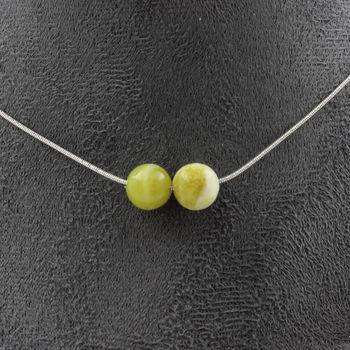Serpentine 8 mm 2 beads necklace. Stainless steel chain