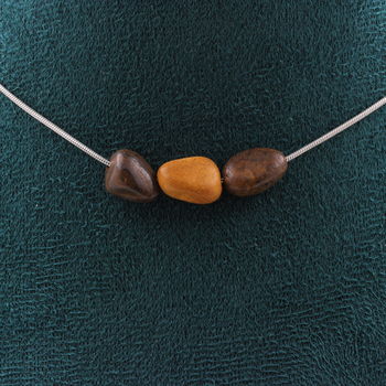 Boulder Opal from Australia 3 beads necklace. Stainless steel chain