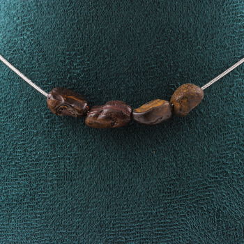 Collier 4 perles Opale Boulder d'Australie. Chaine en acier inoxydable