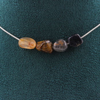 Pietersite from the USA 4 beads necklace. Stainless steel chain