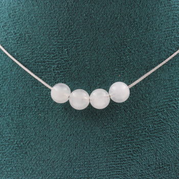 Moonstone from Sri Lanka 8 mm 4 beads necklace. Stainless steel chain