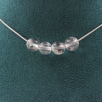 Collier 4 perles Quartz 8 mm Chaine en acier inoxydable