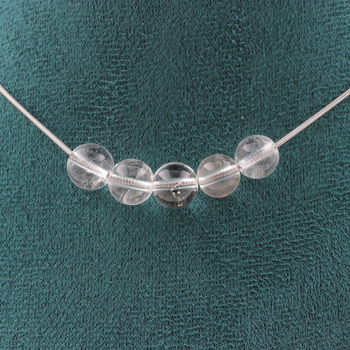 Quartz 8 mm 5 beads necklace. Stainless steel chain