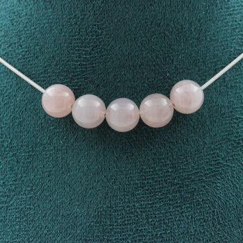 Collier 5 perles Quartz rose de Madagascar 8 mm Chaine en acier inoxydable