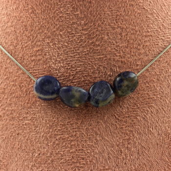 Collier 4 perles Sodalite du Brésil Chaine en acier inoxydable