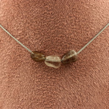 Super Seven (Melody's Stone) from Brazil 3 beads necklace. Stainless steel chain