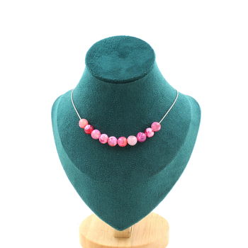 Collier 10 perles Agate craquelé rouge 8 mm