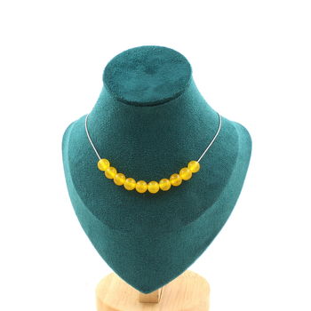 Collier 10 perles Agate jaune 8 mm. Chaine en acier inoxydable