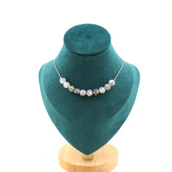 Dragon vein Agate 10 beads 8 mm necklace. Stainless steel chain