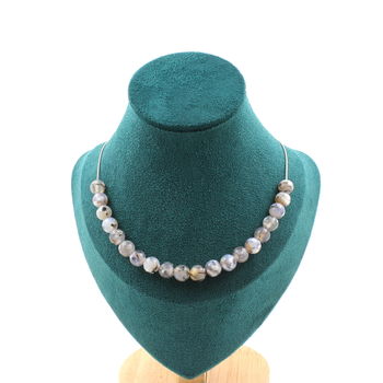 Dragon vein Agate 20 beads 8 mm necklace. Stainless steel chain