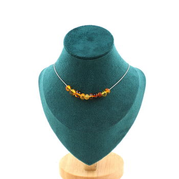 Genuine Baltic Sea Amber 10 beads necklace. Stainless steel chain