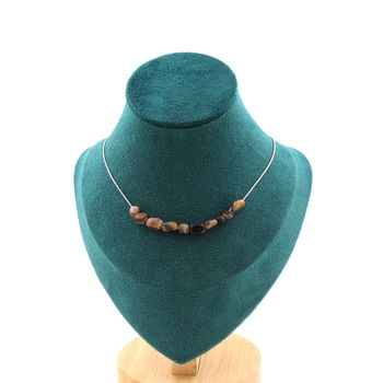 Andalusite from the USA 10 beads necklace. Stainless steel chain