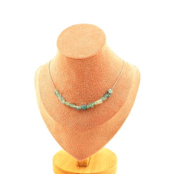 Apatite from Brazil 15 beads necklace. Stainless steel chain