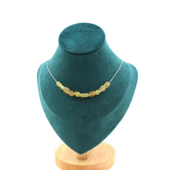 Collier 10 perles Apatite jaune de Madagascar. Chaine en acier inoxydable