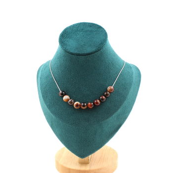 Collier 10 perles Agate de Rêve 8 mm. Chaine en acier inoxydable