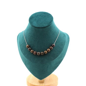 Bronzite 10 beads 8 mm necklace. Stainless steel chain