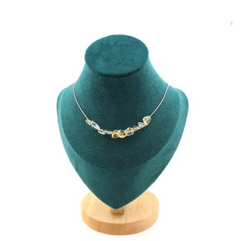 Collier 10 perles Citrine du Brésil. Chaine en acier inoxydable