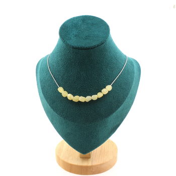 Collier 10 perles Calcite jaune du Royaume-Uni. Chaine en acier inoxydable