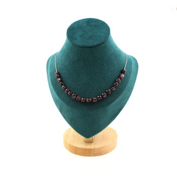 Spessartite Garnet from Mozambique 20 beads necklace. Stainless steel chain