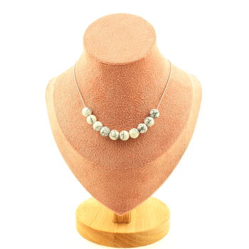 Howlite 8 mm 10 beads necklace. Stainless steel chain