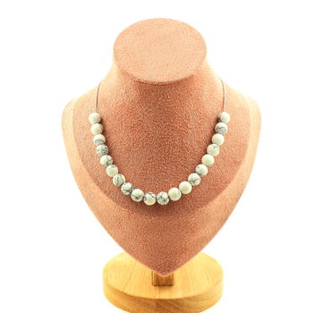 Howlite 8 mm 20 beads necklace. Stainless steel chain