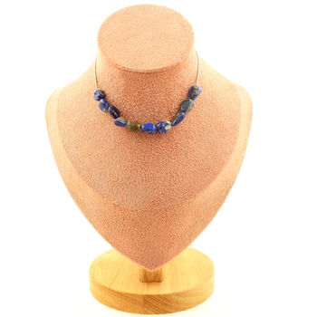 Lapis Lazuli from Pakistan 10 beads necklace. Stainless steel chain