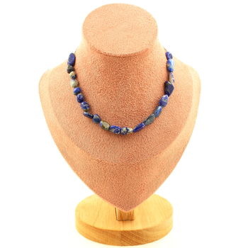 Lapis Lazuli from Pakistan 20 beads necklace. Stainless steel chain
