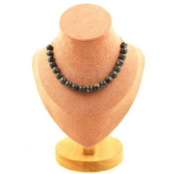 Collier 20 perles Labradorite 8 mm. Chaine en acier inoxydable