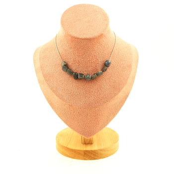 Collier 10 perles Labradorite de Finlande. Chaine en acier inoxydable