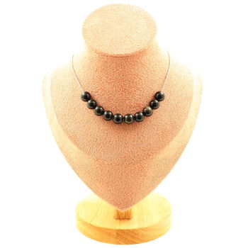 Golden Obsidian 8 mm 10 beads necklace. Stainless steel chain